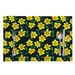 Drawing Daffodil Flower Pattern Print Placemat
