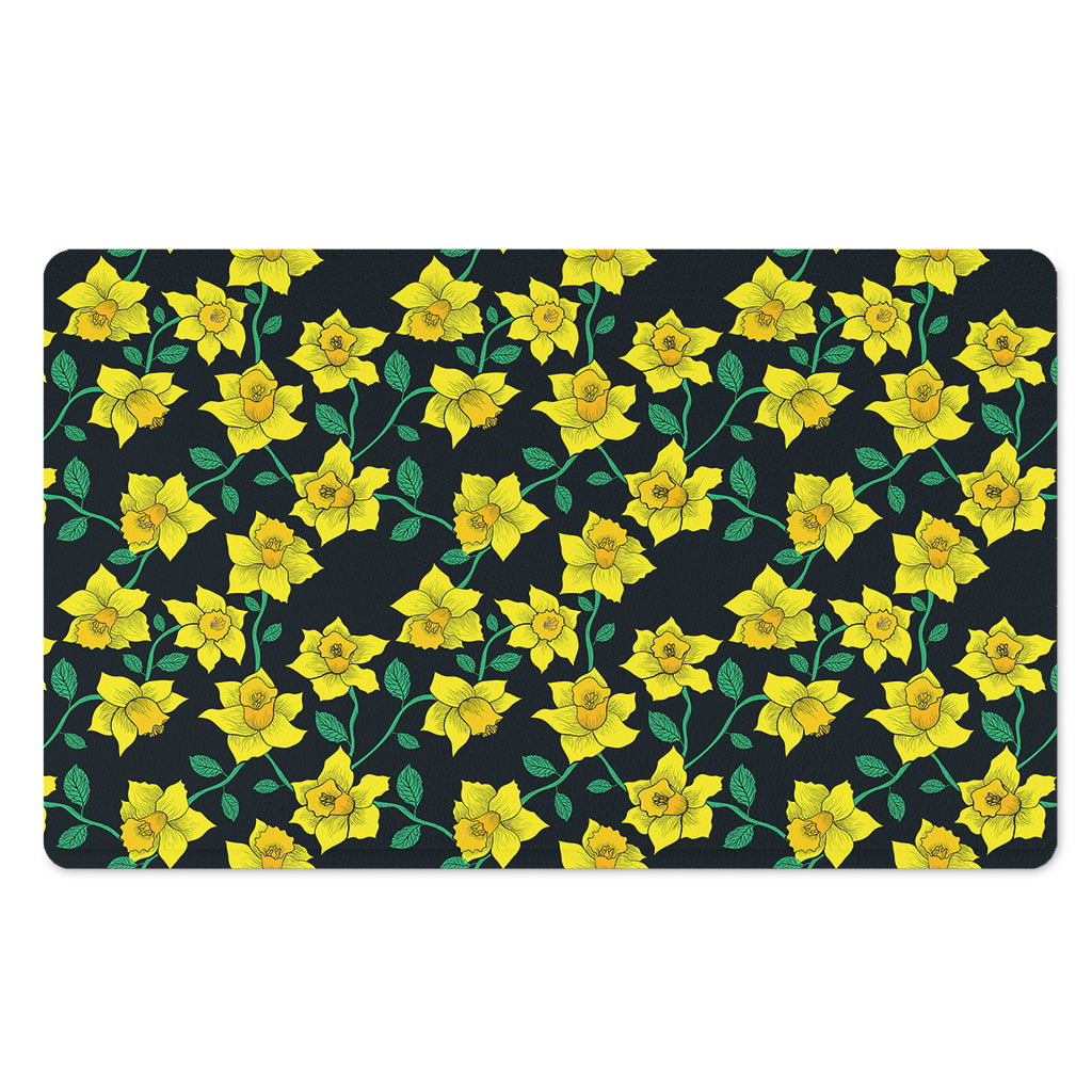 Drawing Daffodil Flower Pattern Print Polyester Doormat