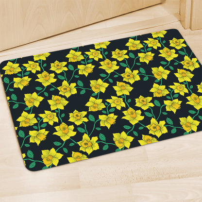 Drawing Daffodil Flower Pattern Print Polyester Doormat