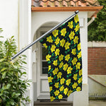Drawing Daffodil Flower Pattern Print Polyester Flag