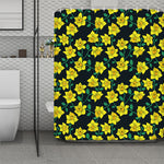 Drawing Daffodil Flower Pattern Print Polyester Shower Curtain