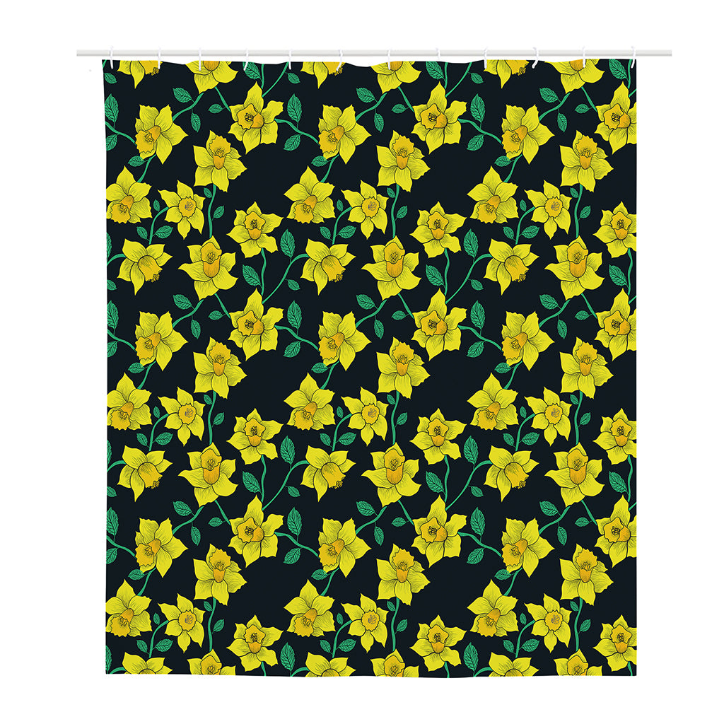 Drawing Daffodil Flower Pattern Print Polyester Shower Curtain