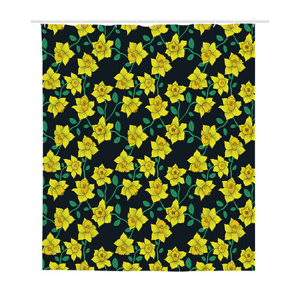 Drawing Daffodil Flower Pattern Print Polyester Shower Curtain