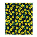 Drawing Daffodil Flower Pattern Print Polyester Shower Curtain