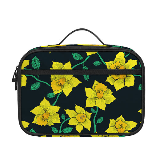 Drawing Daffodil Flower Pattern Print Portable Lunch Bag