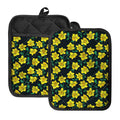 Drawing Daffodil Flower Pattern Print Pot Holders With Pocket