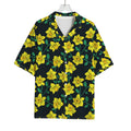 Drawing Daffodil Flower Pattern Print Rayon Hawaiian Shirt