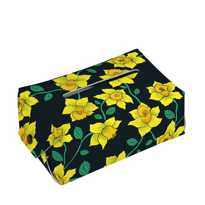 Drawing Daffodil Flower Pattern Print Rectangle Tissue Box Cover