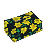 Drawing Daffodil Flower Pattern Print Rectangle Tissue Box Cover