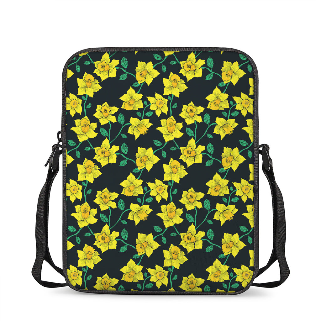 Drawing Daffodil Flower Pattern Print Rectangular Crossbody Bag
