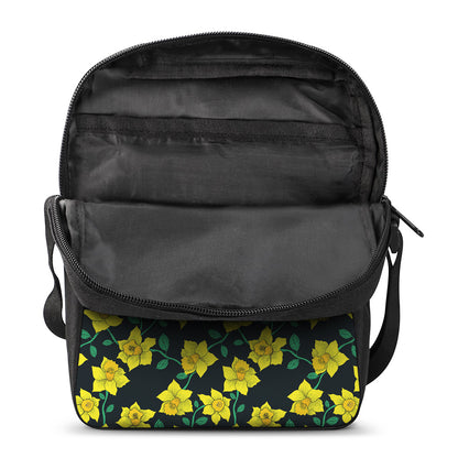 Drawing Daffodil Flower Pattern Print Rectangular Crossbody Bag