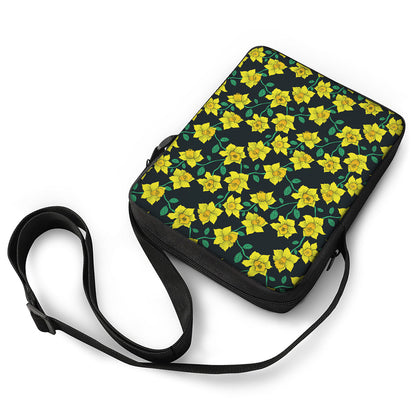 Drawing Daffodil Flower Pattern Print Rectangular Crossbody Bag