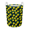 Drawing Daffodil Flower Pattern Print Round Laundry Basket