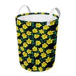 Drawing Daffodil Flower Pattern Print Round Laundry Basket