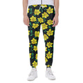 Drawing Daffodil Flower Pattern Print Joggers