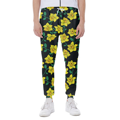 Drawing Daffodil Flower Pattern Print Scuba Joggers