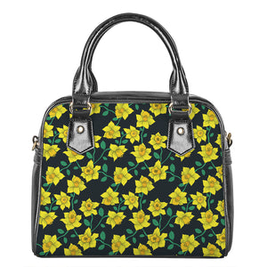 Drawing Daffodil Flower Pattern Print Shoulder Handbag