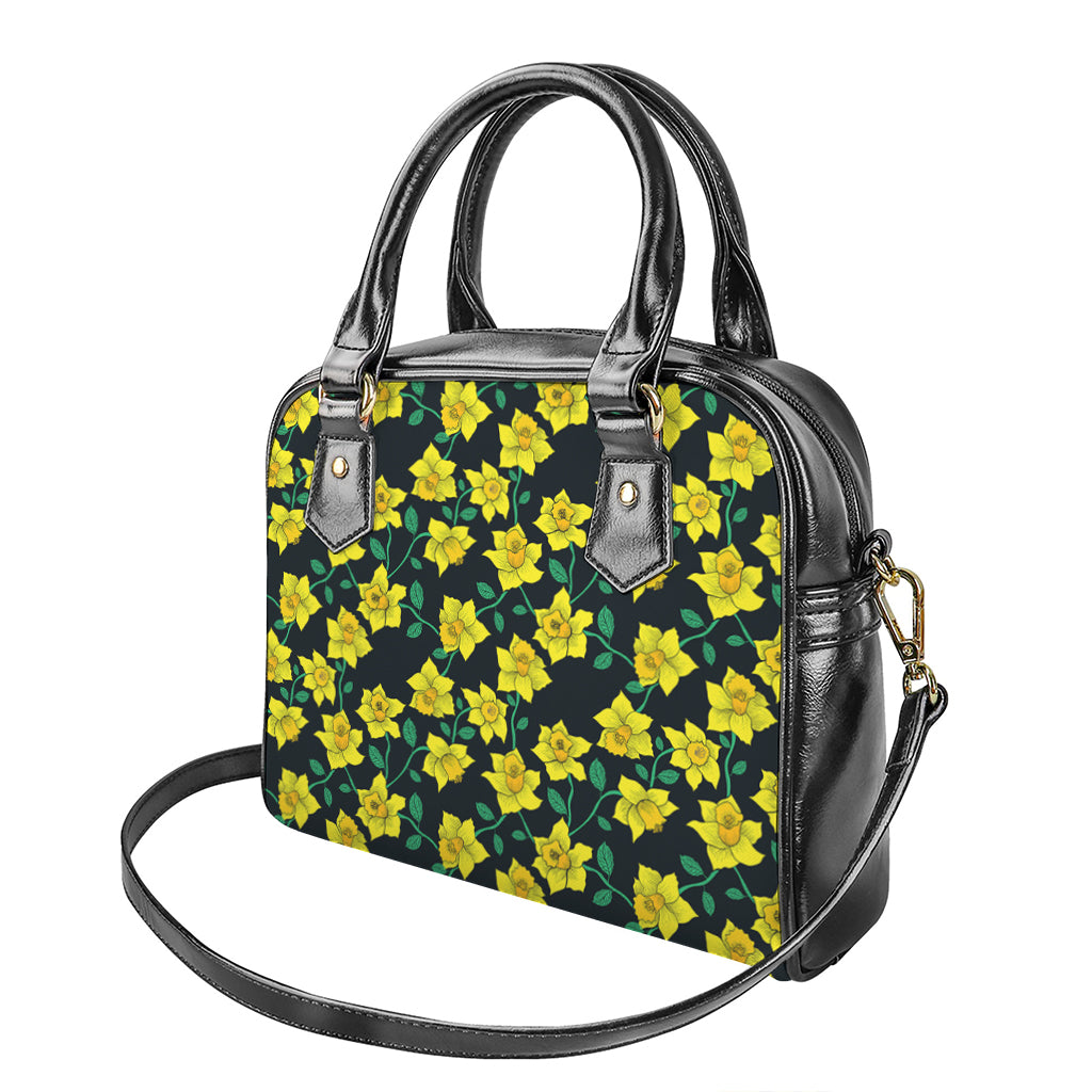 Drawing Daffodil Flower Pattern Print Shoulder Handbag