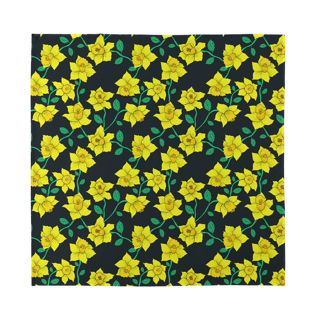 Drawing Daffodil Flower Pattern Print Silk Bandana