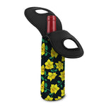 Drawing Daffodil Flower Pattern Print Single Neoprene Wine Tote