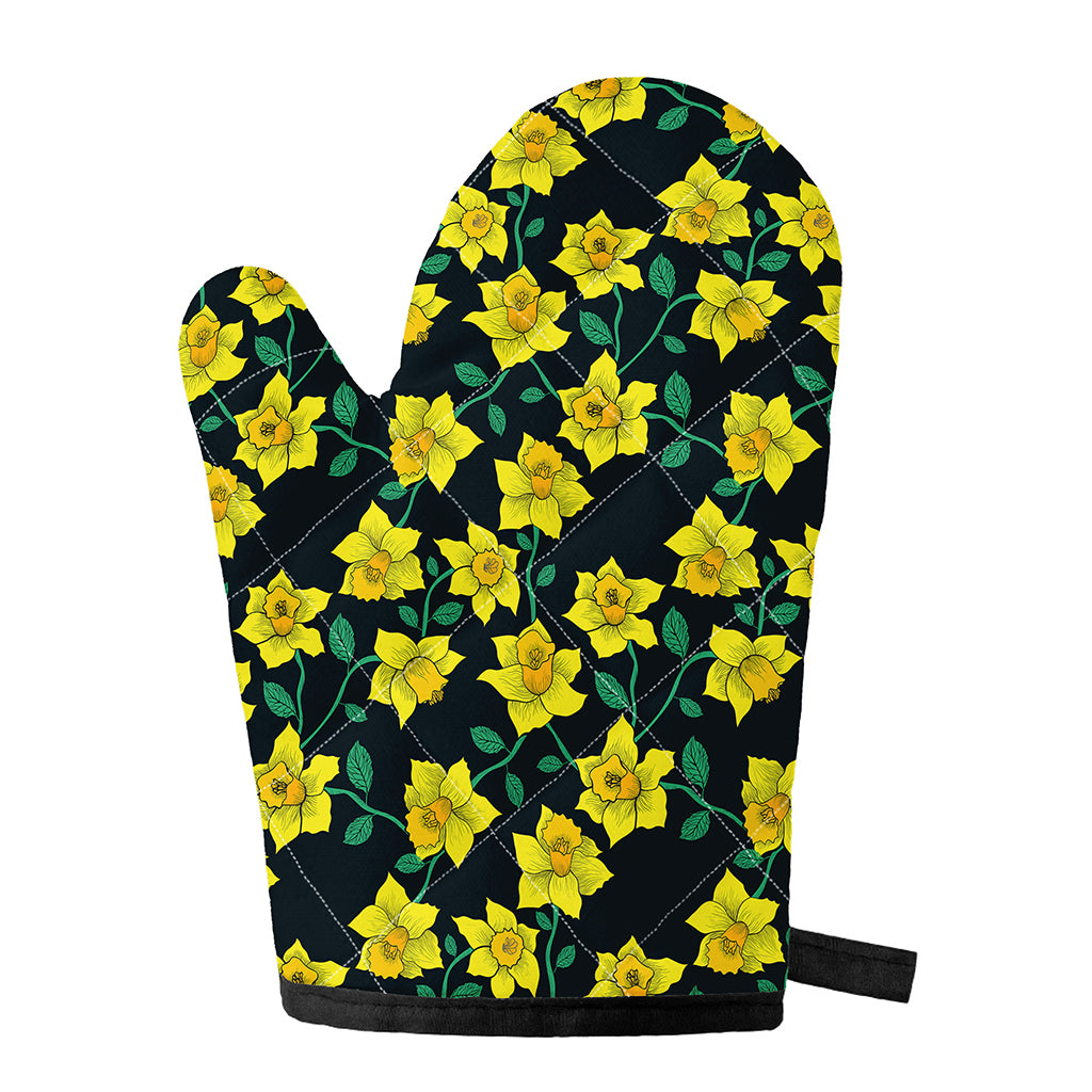 Drawing Daffodil Flower Pattern Print Single Oven Mitt