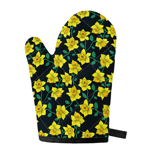 Drawing Daffodil Flower Pattern Print Single Oven Mitt