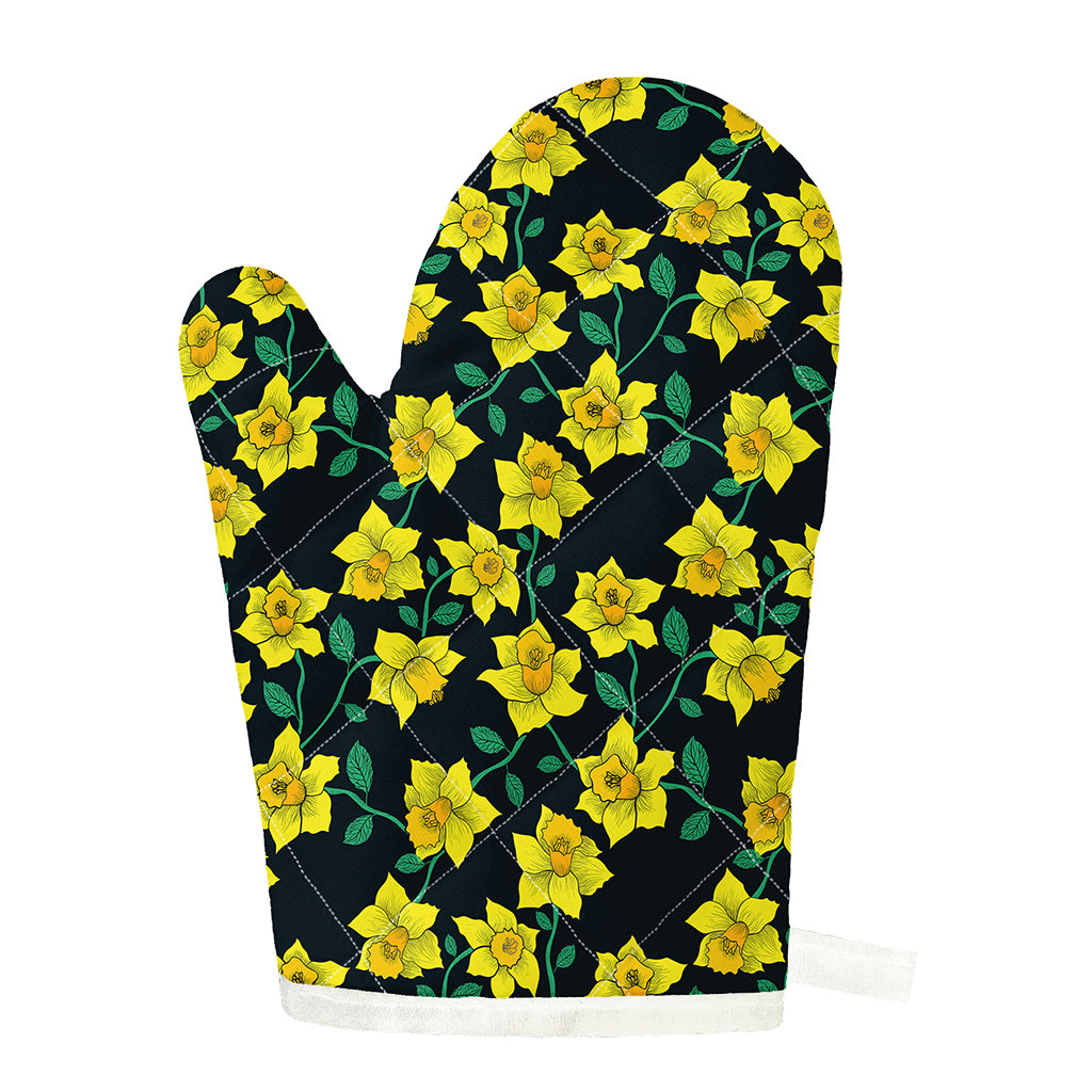 Drawing Daffodil Flower Pattern Print Single Oven Mitt