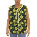 Drawing Daffodil Flower Pattern Print Sleeveless Baseball Jersey