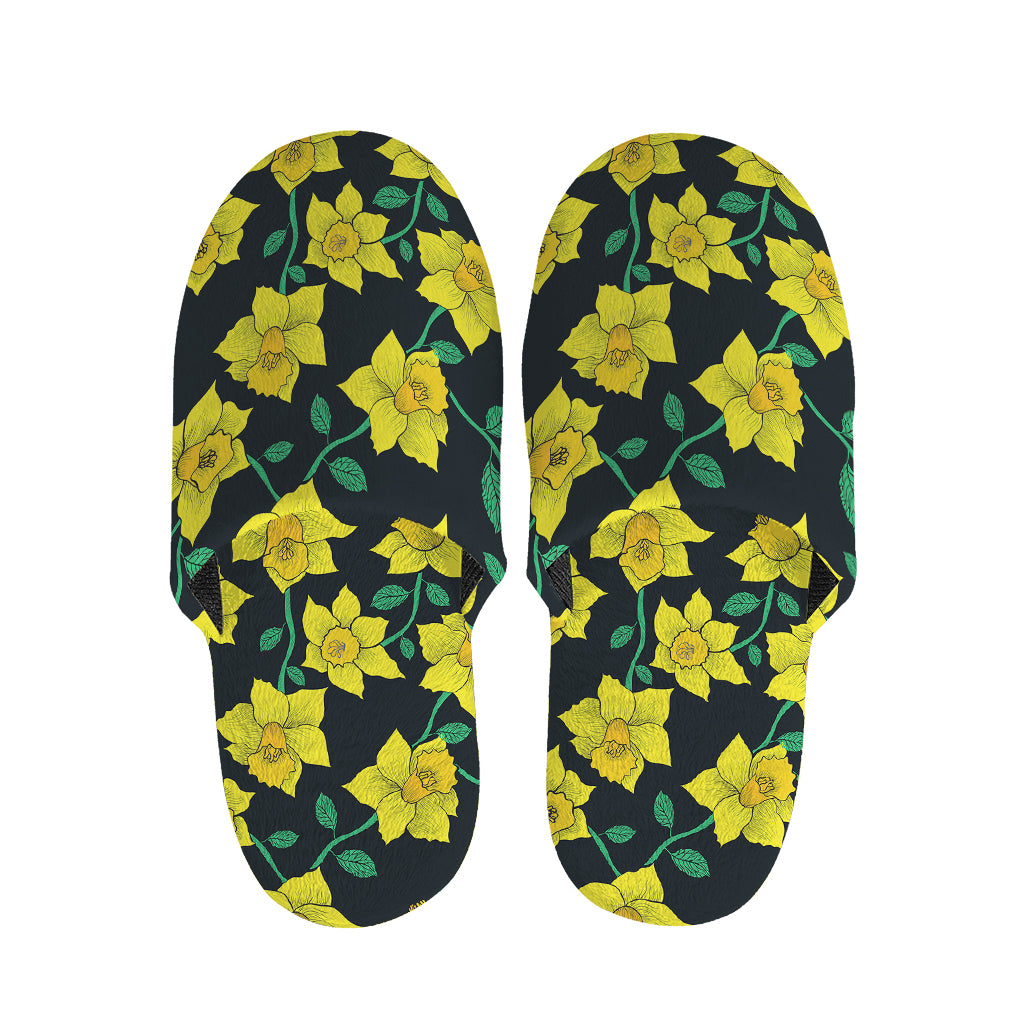 Drawing Daffodil Flower Pattern Print Slippers