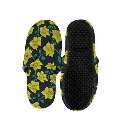Drawing Daffodil Flower Pattern Print Slippers
