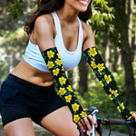 Drawing Daffodil Flower Pattern Print Sun Protection Arm Sleeves