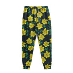 Drawing Daffodil Flower Pattern Print Sweatpants