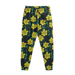 Drawing Daffodil Flower Pattern Print Sweatpants