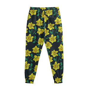 Drawing Daffodil Flower Pattern Print Sweatpants