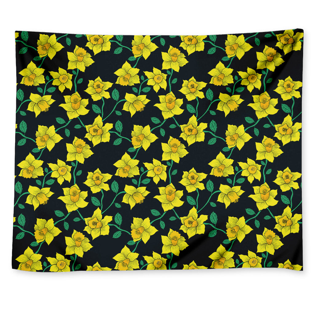 Drawing Daffodil Flower Pattern Print Tapestry