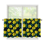 Drawing Daffodil Flower Pattern Print Tier Curtains