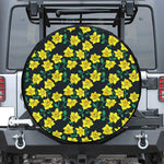 Drawing Daffodil Flower Pattern Print Tire Cover