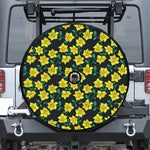 Drawing Daffodil Flower Pattern Print Tire Cover With Camera Hole