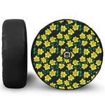 Drawing Daffodil Flower Pattern Print Tire Cover With Camera Hole