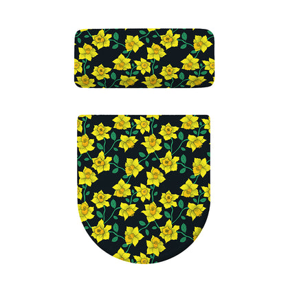 Drawing Daffodil Flower Pattern Print Toilet Lid And Tank Cover Set