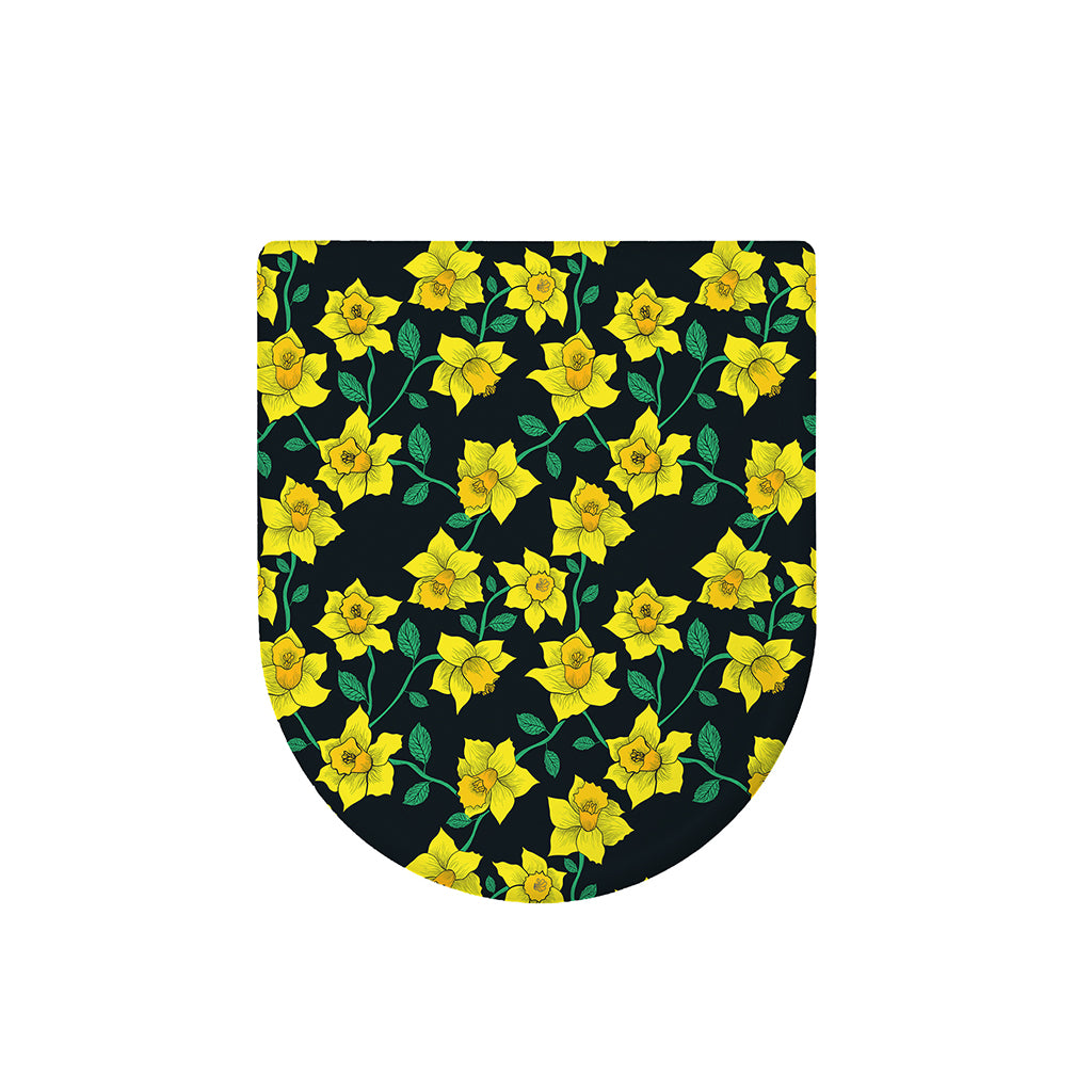 Drawing Daffodil Flower Pattern Print Toilet Lid Cover