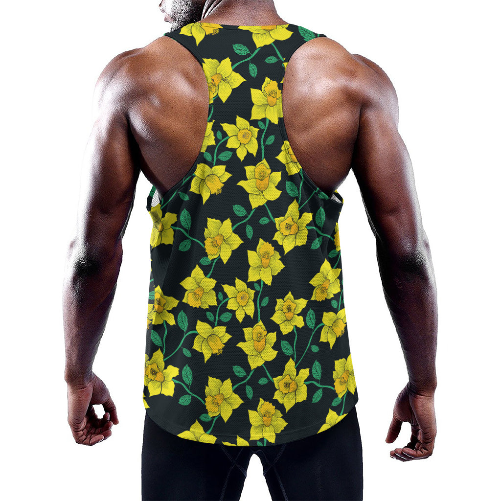 Drawing Daffodil Flower Pattern Print Training Tank Top