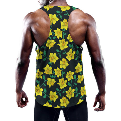 Drawing Daffodil Flower Pattern Print Training Tank Top