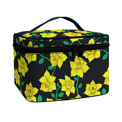 Drawing Daffodil Flower Pattern Print Travel Makeup Bag