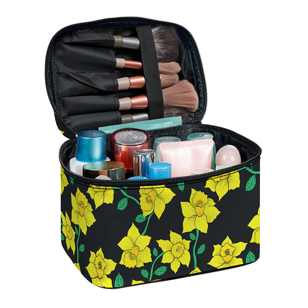 Drawing Daffodil Flower Pattern Print Travel Makeup Bag