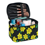 Drawing Daffodil Flower Pattern Print Travel Makeup Bag