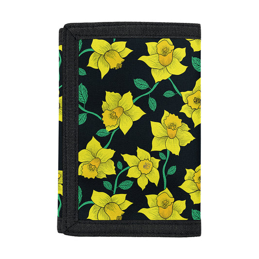 Drawing Daffodil Flower Pattern Print Trifold Wallet