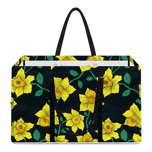 Drawing Daffodil Flower Pattern Print Utility Tote Bag