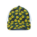 Drawing Daffodil Flower Pattern Print White Mesh Trucker Hat