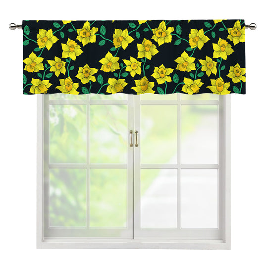 Drawing Daffodil Flower Pattern Print Window Valance